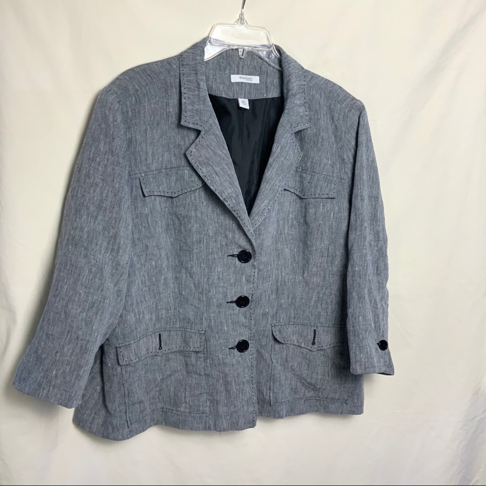 Dress Barn Gray Lined Blazer Wm 18W